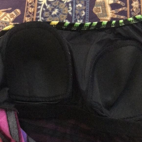 ROBBY Len Women’s Swimsuit Size 12 Rainbow Multi Color stripe Structured cup EUC - Picture 9 of 12